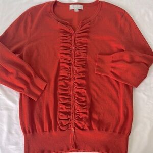 CAROLYN TAYLOR XL Burnt Orange  Ruched Scoop Neck Button Down Cardigan Sweater